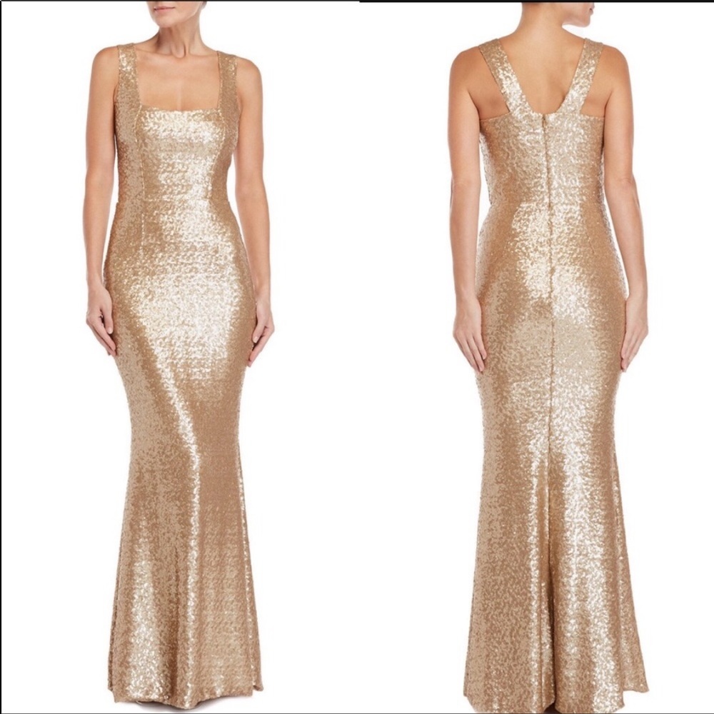Dress the Population Gold Sequin/Sparkly Gown